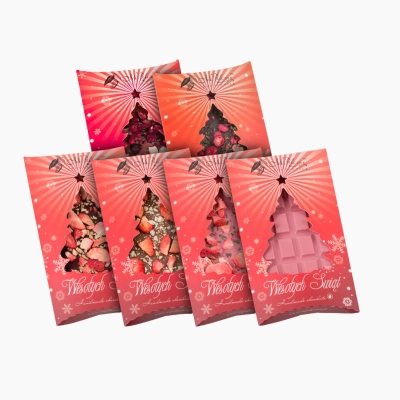 Zestaw świątecznych czekolad: ruby, mleczna, gorzka